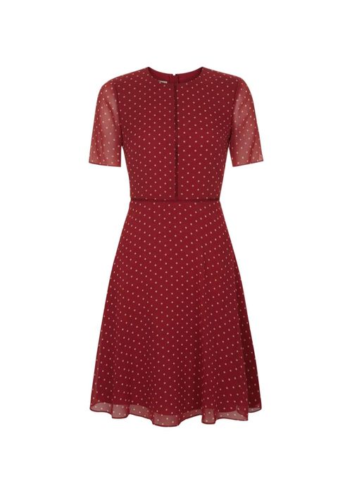 Cecily Spot Dress Burgundy...