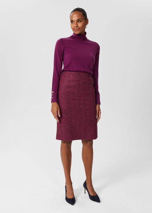 Genevieve Wool Check A Line Skirt