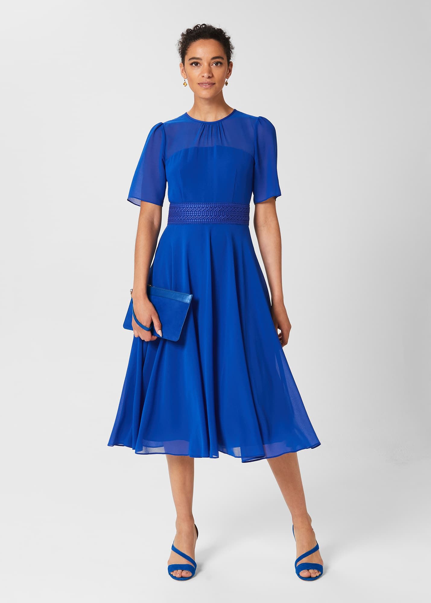 Hobbs Women s Cressida Fit And Flare Dress Lapis Blue 129.00