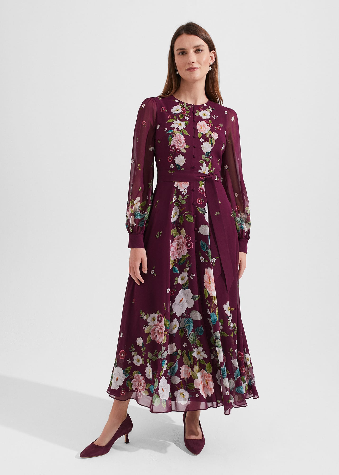 Floral print shop silk dress