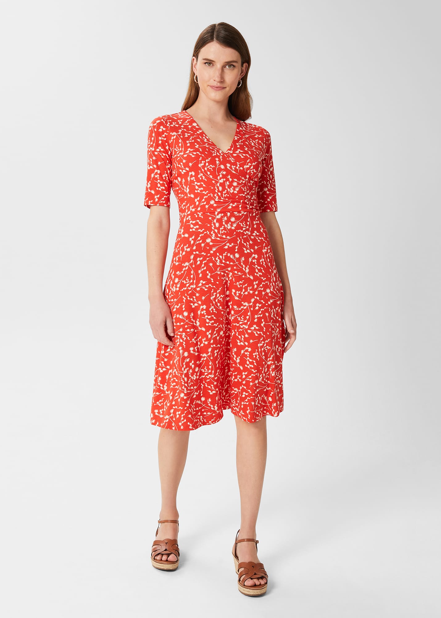 Hobbs Women s Dina Jersey Wrap Dress Red Ivory 59.00 One