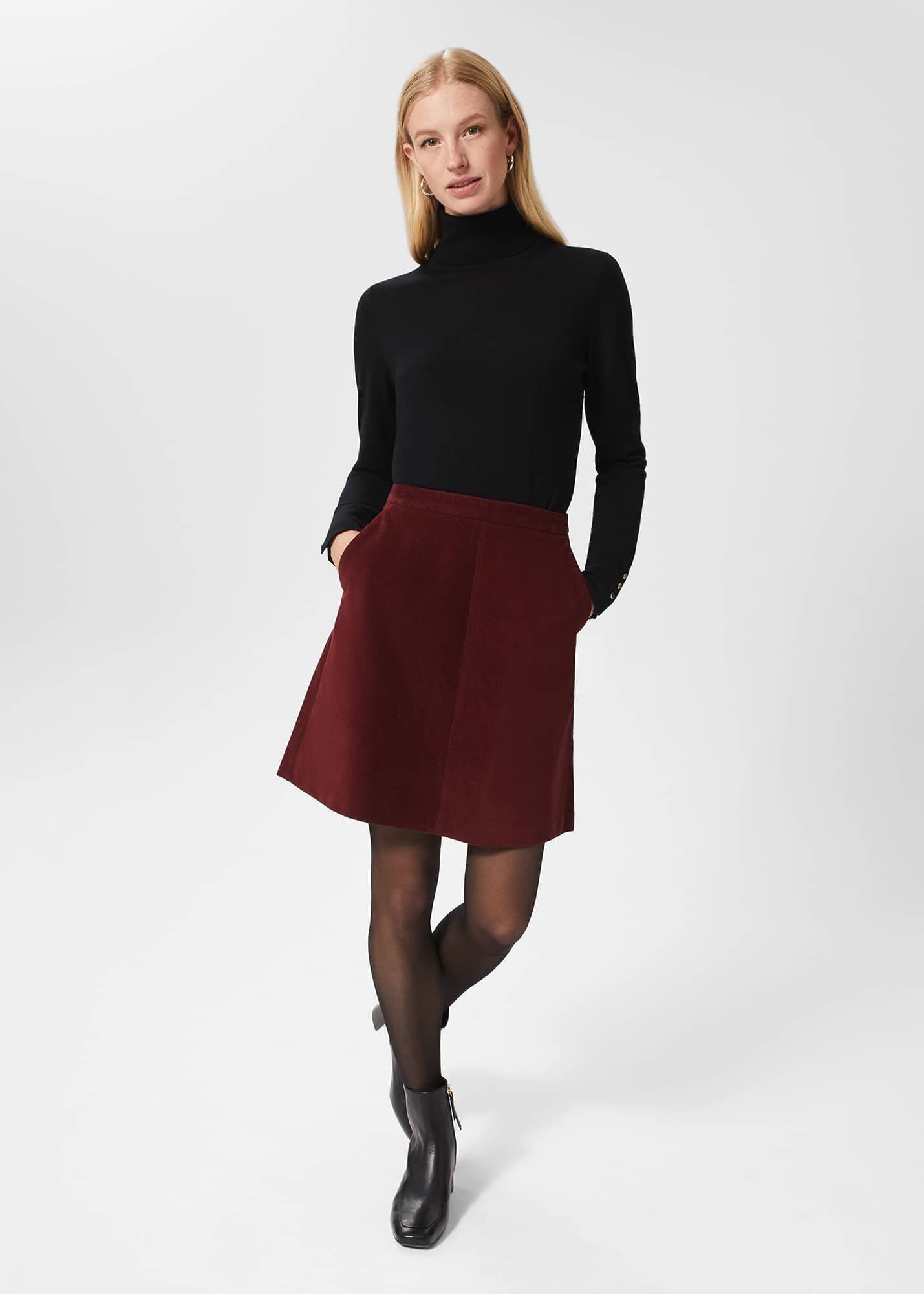 Hobbs Women s Ria Cord Mini Skirt Deep Berry Red 65.00
