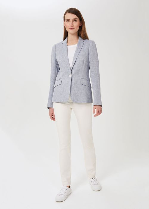 Hobbs Women's Ivana Linen Jacket - Pale Blue