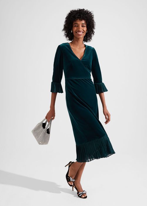 Hobbs Women's Melodie Velvet Shift Dress - Evergreen