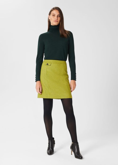 Genevieve Wool Check A Line Skirt