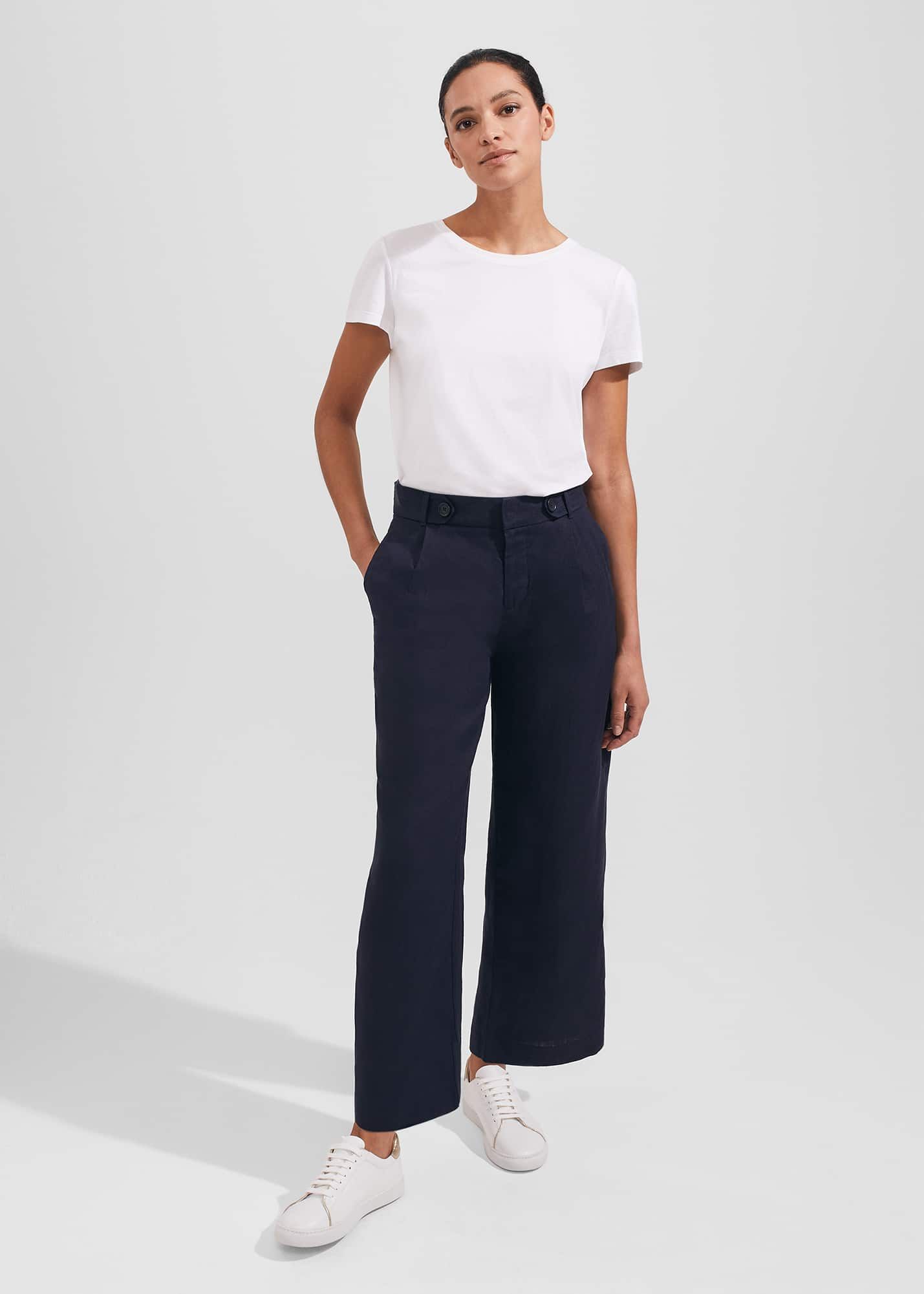 Linen Pants for Women Casual Drawstring Loose Sweatpants Wide Leg Cropped  Pants 3/4 Yoga Capris Beach Elastic Waist Baggy Crop Trousers Lightweight  Pants Trousers Navy_EE XXXL - Walmart.com