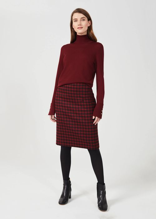 Hobbs Women's Daphne Wool Pencil Skirt - Red Black