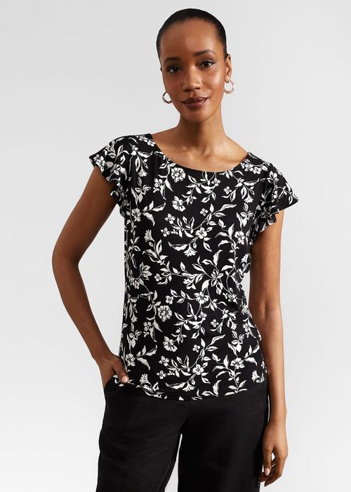 Hobbs Women's Nessie Printed Top - Black Ivory