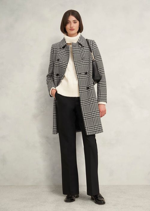 Hobbs Women's Yvette Wool Blend Check Coat - Black Ivory