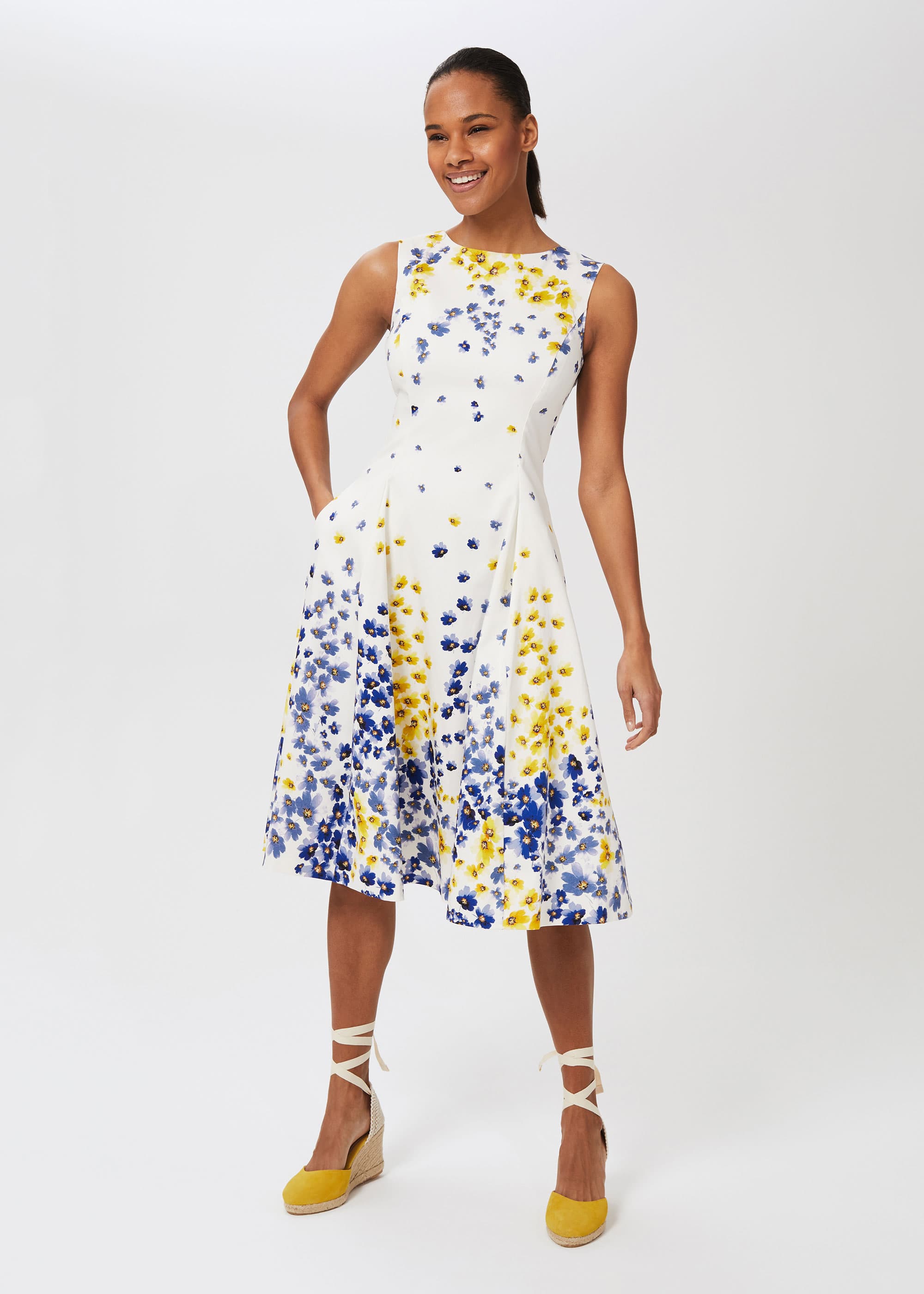 Hobbs Women s Cleo Cotton Blend Floral Dress Ivory Multi