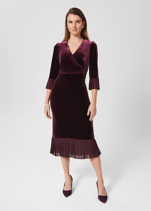 Hobbs Women's Melodie Velvet Shift Dress - Mulberry Purple