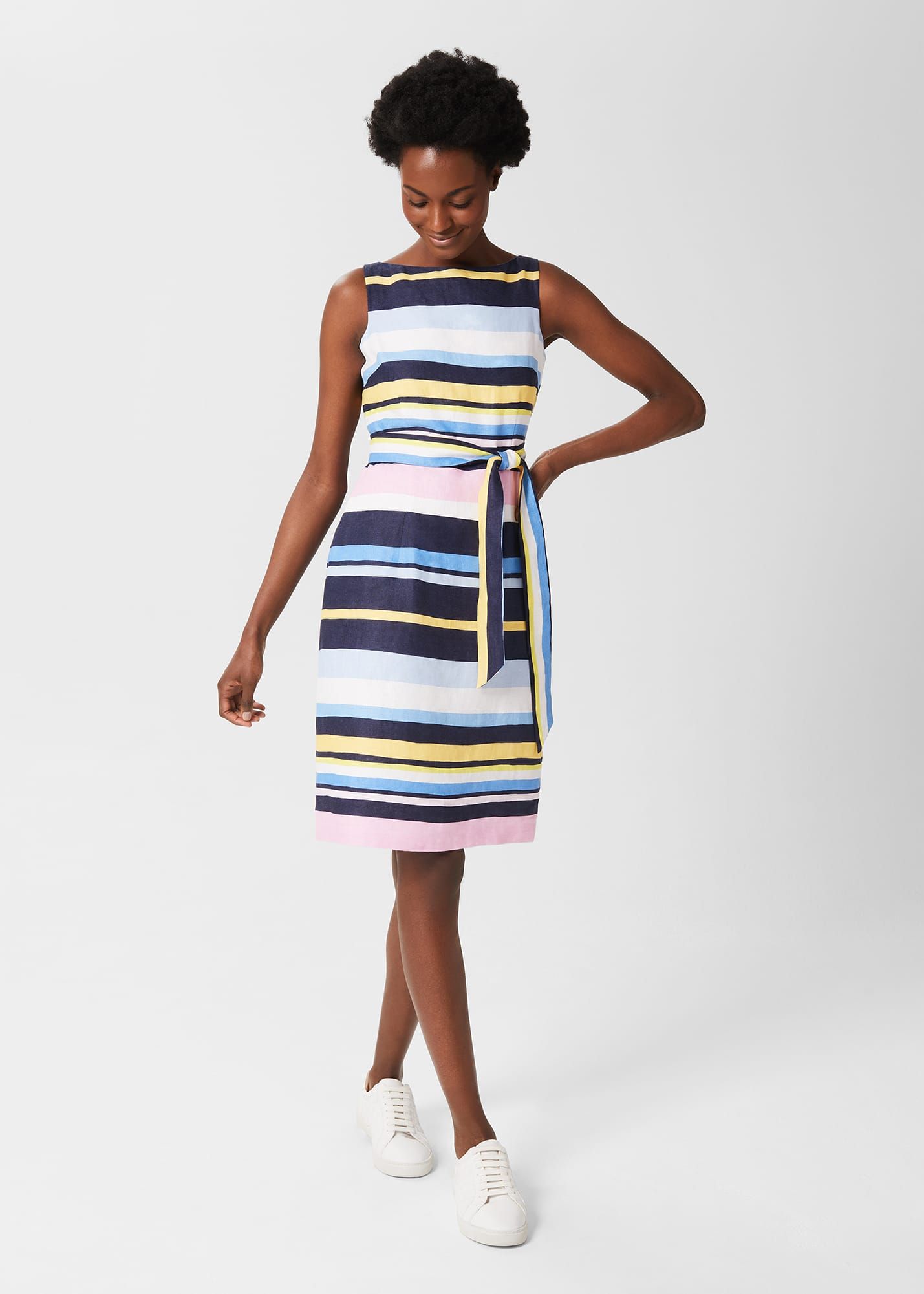 Sorrento Linen Dress White Multi 16 Compare The Oracle Reading