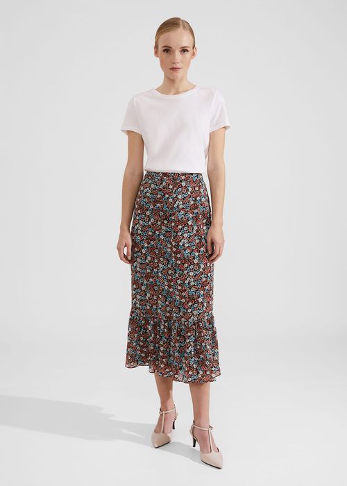 Genevieve Wool Check A Line Skirt