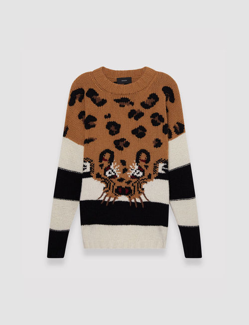 Leopard Knit Round Neck Jumper