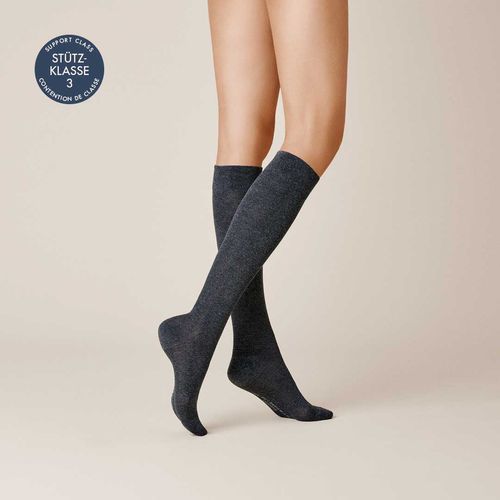 KUNERT Damen FLY&CARE® - 41/42 - Stützende Damen Kniestrümpfe als Reisebegleiter (Stützklasse 3) - Anthrazitmel (Grau)