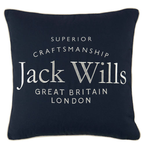 Jack Wills Logo Cushion, Navy