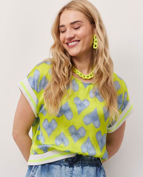 Bluse in Gelb aus Viskose mit...