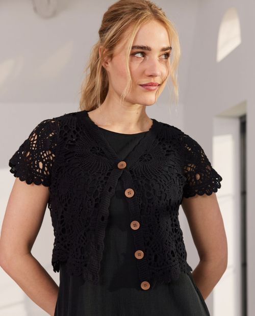 Strickbolero in Schwarz aus Baumwolle