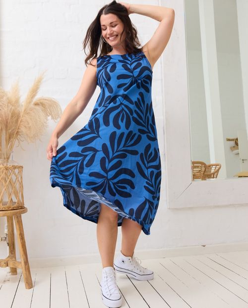 Langes Kleid in Blau aus...