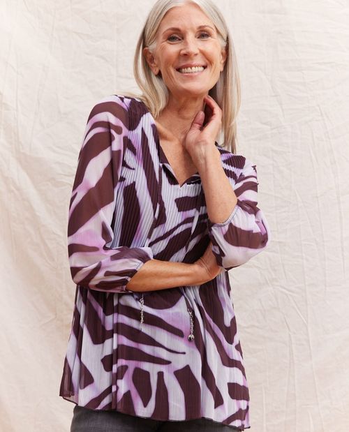 Plissee Bluse in Bordeaux mit...