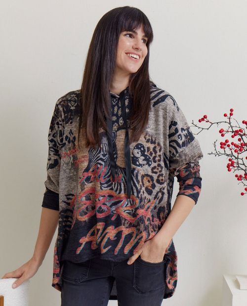 Kapuzen Sweatshirt in Taupe...