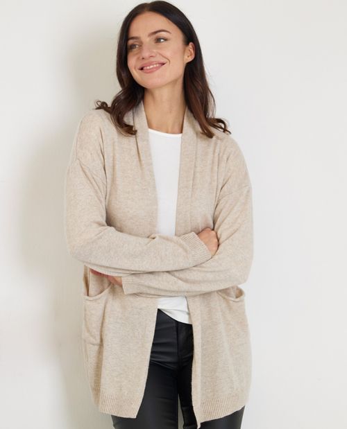 Strickjacke in Beige mit...