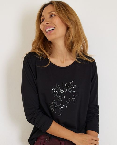 Shirt in Schwarz mit...