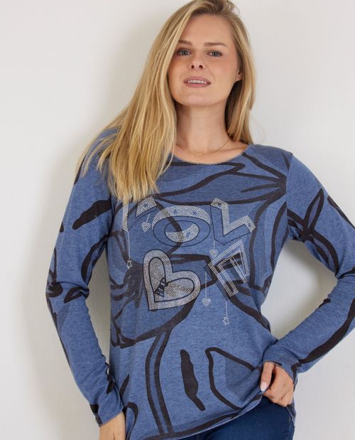 Langarmshirt in Blau mit...