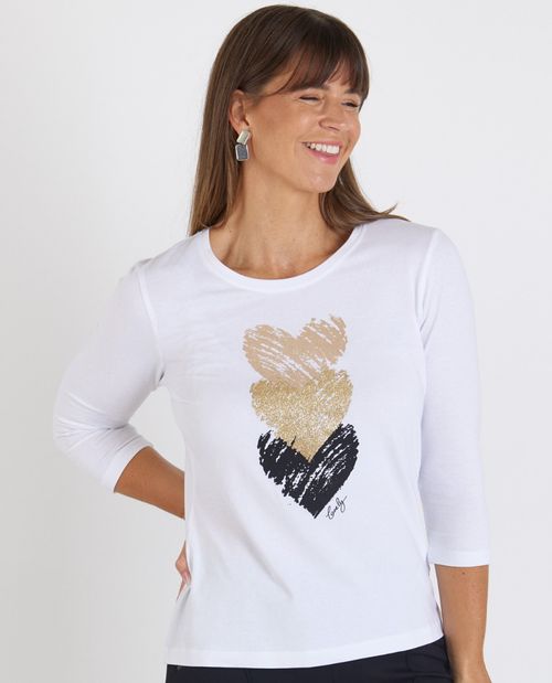 Shirt mit Herzprint in Weiß