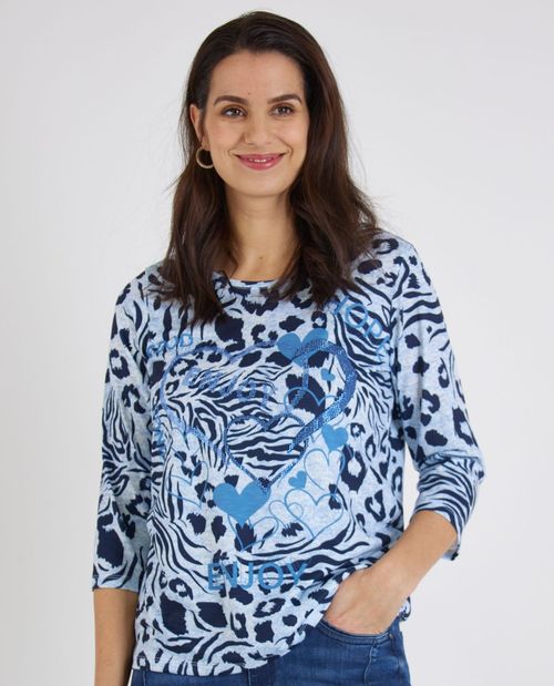 Shirt mit Animal-Print in Blau