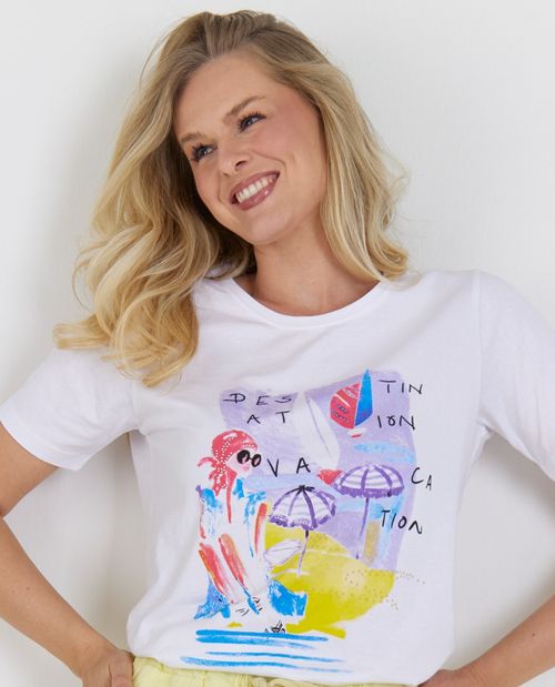 T-Shirt in Weiß mit...
