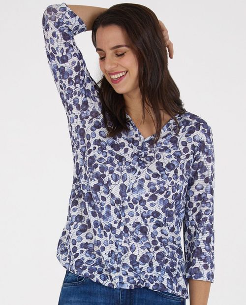T-Shirt in Blau mit Knöpfen