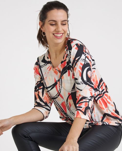 Druckshirt mit Saumraffung