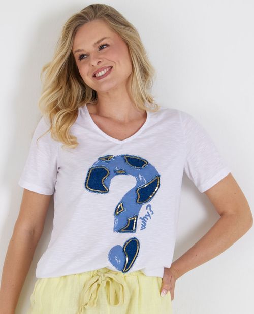 T-Shirt in Weiß mit...