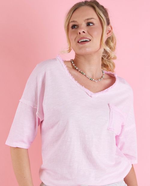T-Shirt in Rosa aus Baumwolle