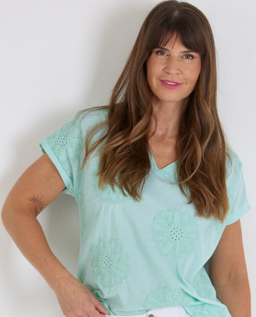 T-Shirt in Mint aus Baumwolle...