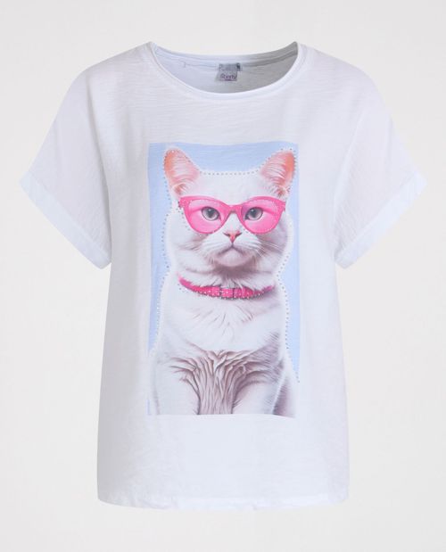 Shirt in Weiß mit Katzen Druck