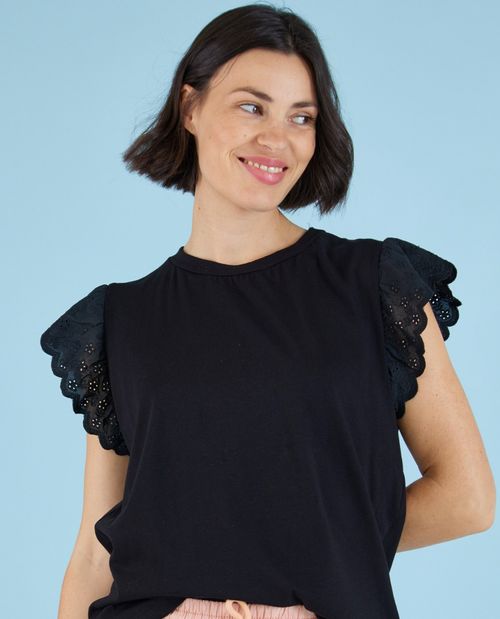 T-Shirt in Schwarz mit...