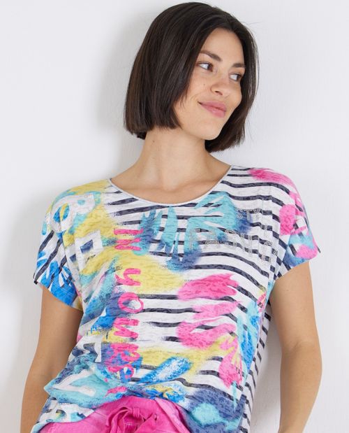 T-Shirt in Bunt mit Streifen