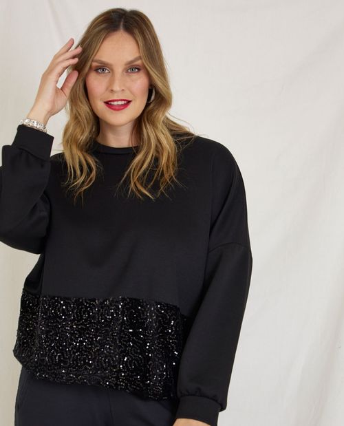 Sweatshirt in Schwarz mit...