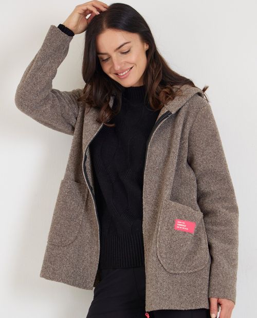 Kapuzenjacke in Taupe mit...