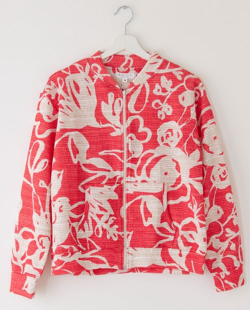 Blouson mit Blumendruck in Rot
