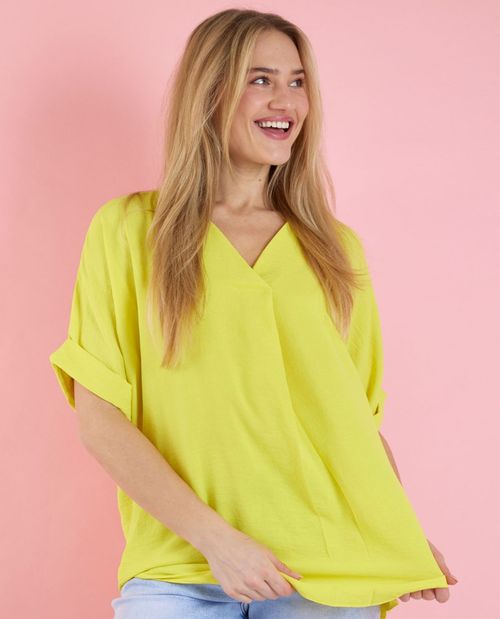 Bluse mit V-Ausschnitt in Gelb