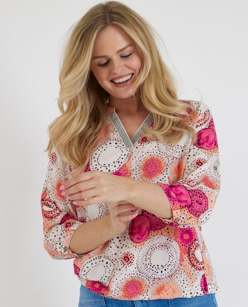 Viskose Bluse mit Kreisdesign