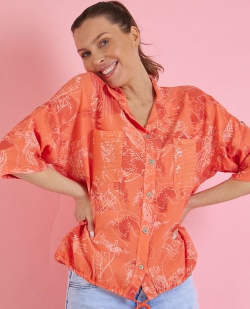 Bluse in Coral aus Viskose...