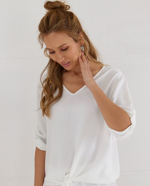 Bluse in Weiße mit Spitze