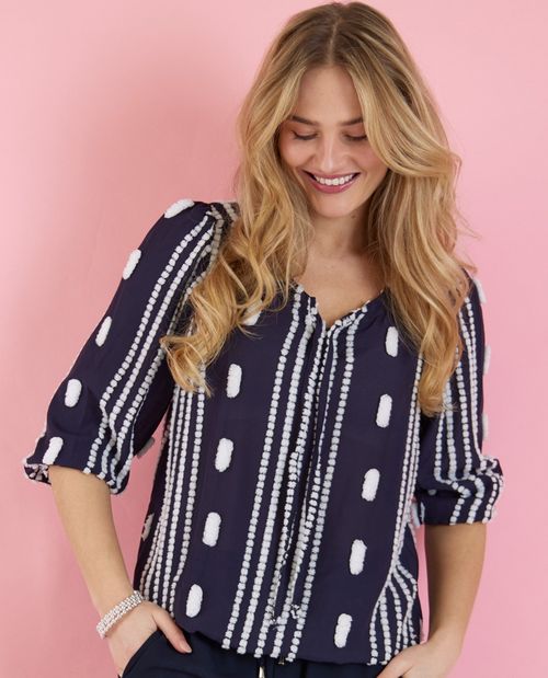 Bluse in Blau mit Ballonärmel