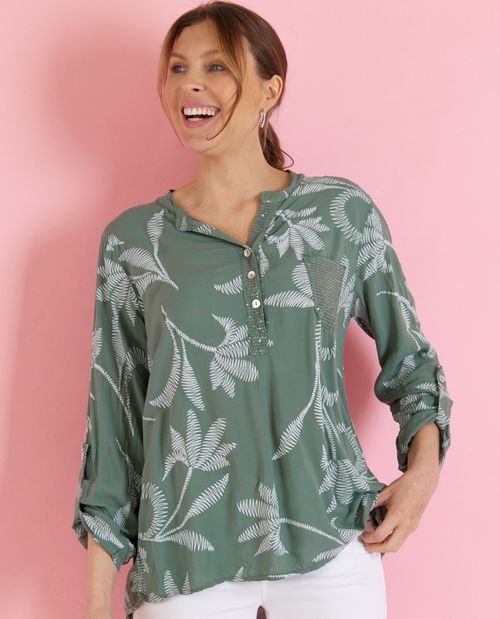 Bluse in Grün aus Viskose