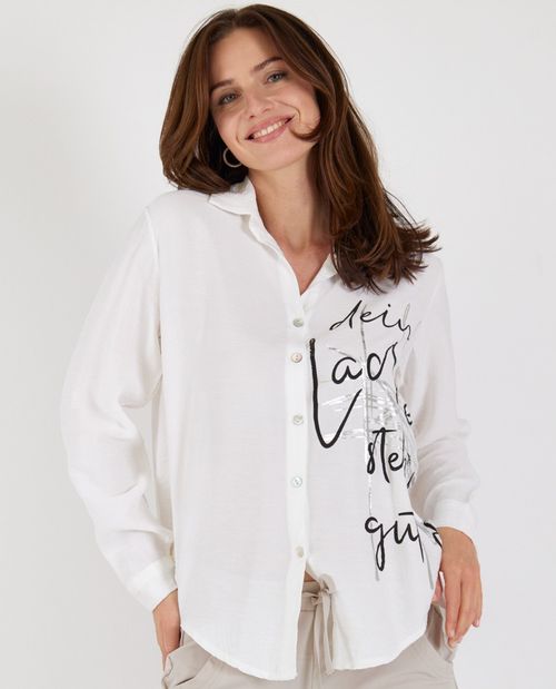 Longbluse in Creme mit...
