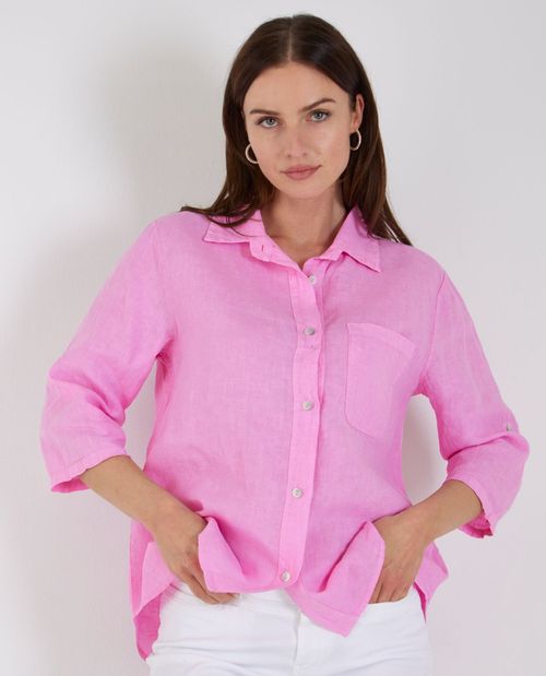 Bluse in Rosa aus Leinen